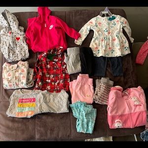 Baby girl 12 months bundle lot fall winter Carters Nike etc cute